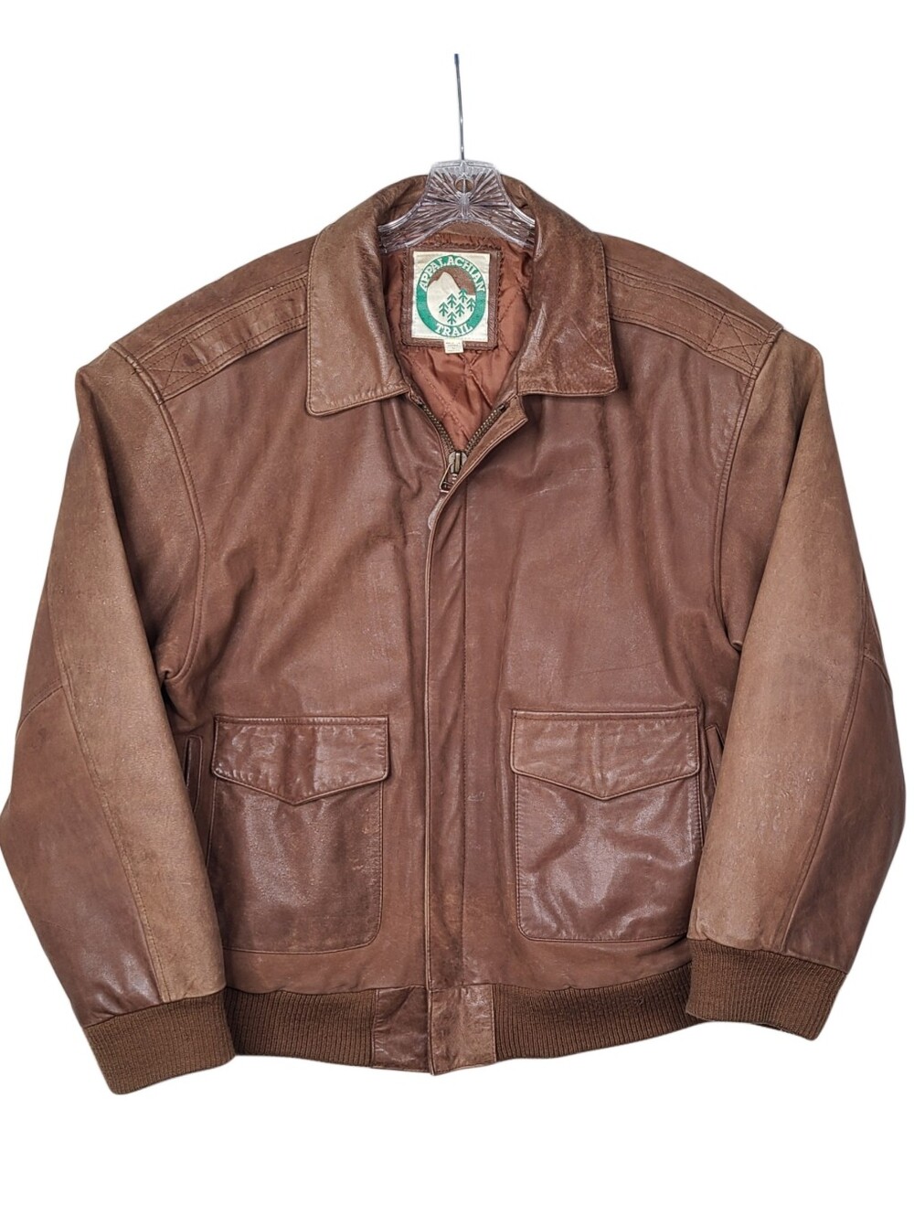Vtg 80s Indiana Jones Styled Brown Leather Adventure Bomber Jacket Size Large